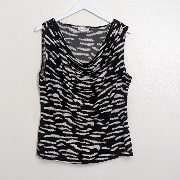 Calvin Klein Women's Blouse Zebra Print Sleeveless Size 1X - Picture 2 of 6